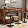 Metal Wooden Dining Table Set Faux Leather Bar Stool Chair Kitchen Coffee Bistro
