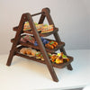 3-tier Tray Storage Rack Wooden Carbonized Vegetable Shelf Kitchen Hotel