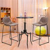 Metal Wooden Dining Table Set Faux Leather Bar Stool Chair Kitchen Coffee Bistro
