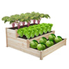 Three Tiered Elevated Raised Flower Bed Wooden Planter Herb Box Kit for Outdoor