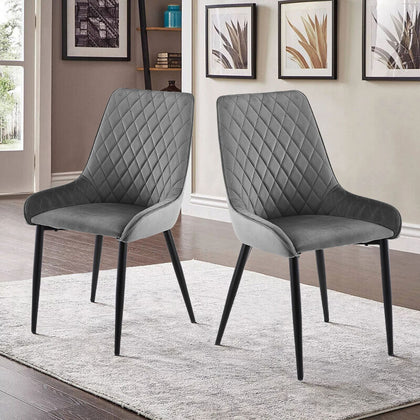 Grey Velvet Dining Chairs set of 2/4/6 Dining room Kitchen High Back Metal Leg