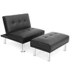 2-Piece Sectional Modern Sofa Set Leather Chaise Lounge W/ Ottoman Foot Stool
