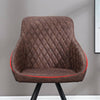 2× Retro Dining Chairs Brown Diamond PU Leather Seat Home Restaurant Chair Set