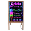 LED Double Side Sidewalk Pavement A Frame Wood Sandwich Board Dryerase Menu Sign