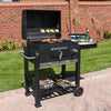 Charcoal Grill BBQ Trolley Wheels Garden Smoker Steel Temperature Control Black