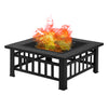 3-in-1 Fire Pit BBQ Firepit Brazier Outdoor Garden Brazier Square Table Stove