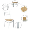 Glass Dining Table and Chairs Silver Iron Legs 1 Table 4 Chairs MDF Stools