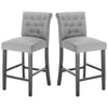 2x Chairs Bar Stools Bar Chairs linen Wood Legs Barstools High Stools grey