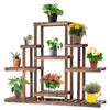 6-Tier Wooden Plant Stand 9 Pots Flower Display Shelf Indoor Outdoor Decoration