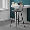 Pair Grey Diamond Bar Stools Faux Leather PU Padded 75 cm Seat Chair Kitchen
