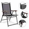 Set of 2 Patio Folding Chairs w/ Armrests Portable Dining Chairs for Outdoor