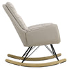 High Back Rocking Chair Recliner Armchair Beige Velvet Upholstered Rocker Seat
