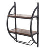 2 Tier Bathroom Floating Shelves Wood Wall Mounted Shelf Display Rack Storage