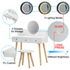 White Dressing Table Makeup Desk LED lights Round Mirror with Stool Vanity Set
