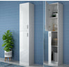 190cm White High Gloss Tall Bathroom Cabinet Storage Furniture Unit Cupboard