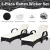 3PC Rattan Sun Lounger Wicker Sofa Day Bed Recliner Furniture Garden Patio Black