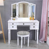 White Dressing Table Mirror 5 Drawer Storage Makeup Vanity Mirror Desk & Stool