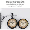 Outdoor Garden Wall Clock Round Metal Frame Double Sided Station Clock Quartz