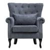 Upholstered Wing Back Chesterfield Sofa Velvet Button Tub Chair Scallop Armchair