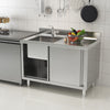 Stainless Steel Commercial Kitchen Sink Single/Double Bowl Storage Cupboard