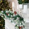 Flexible 270cm (9ft) Christmas Garland with lighting Snow Tips Berries & Cones
