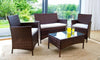 RATTAN GARDEN FURNITURE SET 4 PIECE CHAIRS SOFA TABLE OUTDOOR PATIO SET