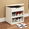 White Wooden Shoe Storage Bench Organizer Cabinet Padded Stool Seat Furniture