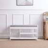 2 Tier Wooden Hallway Shoe Rack Storage Bench Bed End Stool Fabric Padded Seat