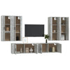 6 Piece TV Cabinet Set Concrete Grey Engineered Wood H1F1