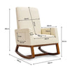 Modern Rocking Chair Upholstered Fabric Armchair Linen Padded Seat Rocker Chair