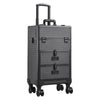 Large Makeup Trolley Case Mobile Beauty Vanity Hairdressing Case W/ Drawer Black