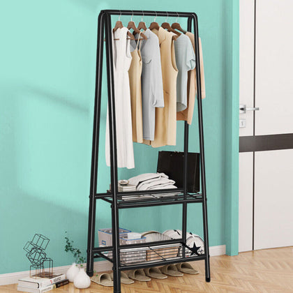 Clothes Rail Rolling Garment Shelf Heavy Duty Hanging Rack Display Stand Metal