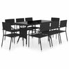 9 Piece Garden Dining Set Poly Rattan Black L6Z7