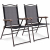 Set of 2 Patio Folding Chairs w/ Armrests Portable Dining Chairs for Outdoor