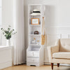 Extra Tall Bedside Cabinet Table Side Storage Floor Shelf Drawer with Lock Keys