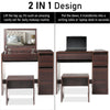 Dressing Table with Drawers, Mirror Stool Set Makeup Desk Vanity Table Bedroom