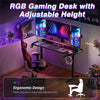 Extra Large RGB Computer Gaming Desk T Shape Ergonomic Laptop Standing Table
