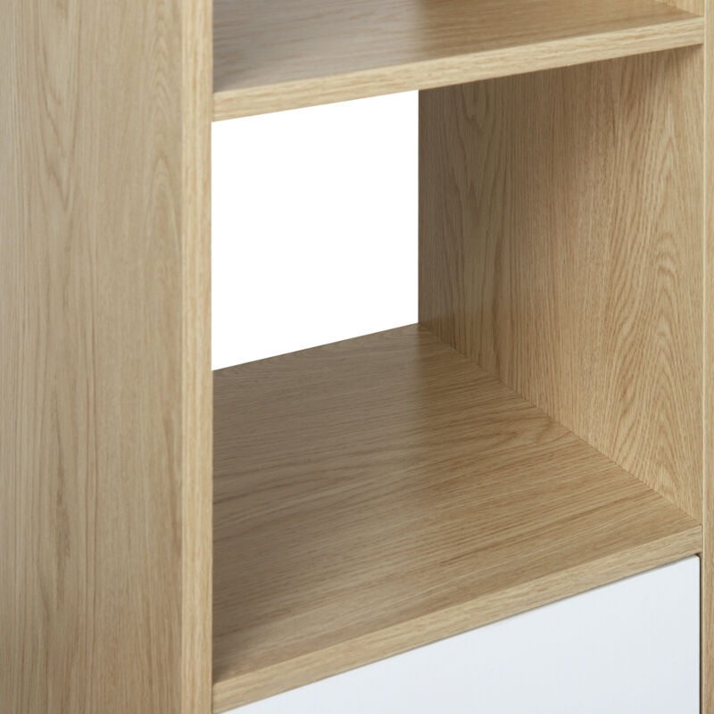 4 Tier Bookcase Storage Cupboard Bookshelf Display Cabinet w/ Door Legs Bedroom