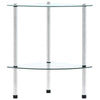 2/3 Tier Glass Shelf Unit Clear Modern Storage Display Side Table Furniture