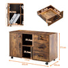 Wood File Cabinet with 3 Drawers Rustic Brown Office Cabinet File Storage New