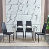 Dining Table and 4 Dining Chairs Set Glass Top Faux Leather High Back Kitchen BN