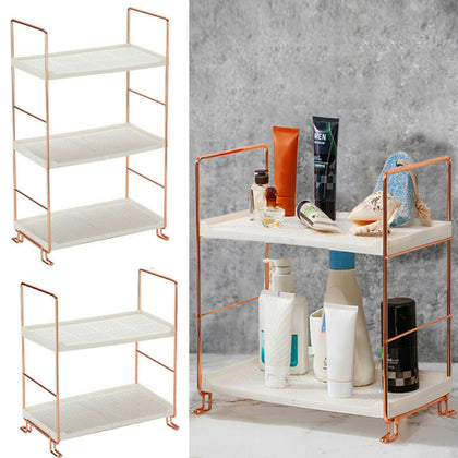 2-3 Tier Kitchen Bathroom Storage Iron Shelf Desktop Space Saving Organizer Rack