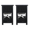 2 x Wood Bedside Tables Night Stand Cabinet Storage Drawer Wicker Baskets UK