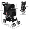 Folding Pet Stroller Portable Pet Travel Pushchair w/4 Wheels Safety Belt Holder