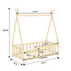 Natural Pine Wood Single Bedframe Toddler Kid Bed Sleep Station with Side Grill