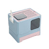 Foldable Double Door Cat Litter Box Pet Toilet Tray w/ Lid Drawer For Cat&Rabbit