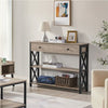 Console Sofa Table with 2 Open Shelves & Drawer Hallway Table Grey Retro Style