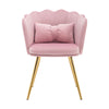 Velvet Upholstered Accent Chair Wing Back Armchair with Pilow & Metal Legs Pink