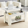 White Coffee Table with Lift Top Storage Shelf Wood Living room Height Ajustable