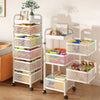 Mobile Kitchen Rotating Shelving Cart Vegetable Storage Basket Space Saving Rack